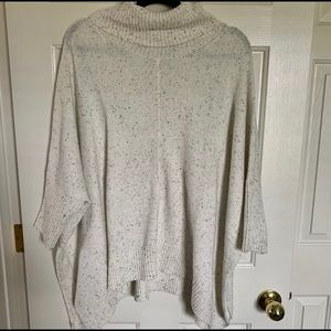 LOFT Cream Flecked Turtleneck Poncho —LIKE NEW